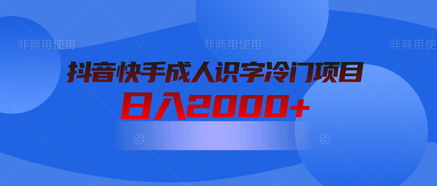 【热门】2024抖音快手成人识字冷门项目日入2000+ - IT日志资源网-IT日志资源网
